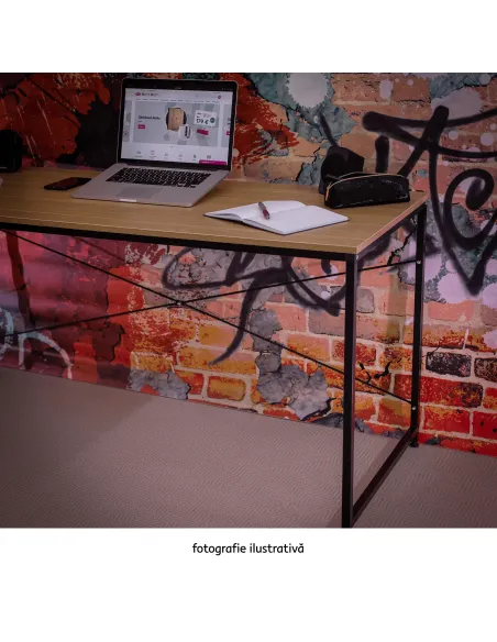 Birou MELLORA, birou home office, 120x60 cm, PAL/Metal | MobilaOK