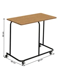 Măsuță mobilă ALLYRA, living/birou, 60x40x62 cm, MDF laminat și metal | MobilaOK 2