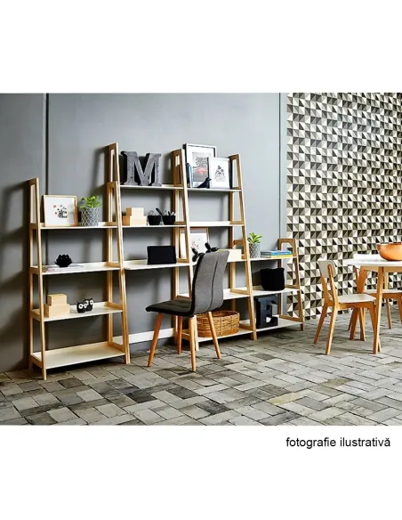 Etajeră KOEN TYP 1 pentru living, dormitor, birou, 63x77.5x36 cm, din MDF și bambus | MobilaOK