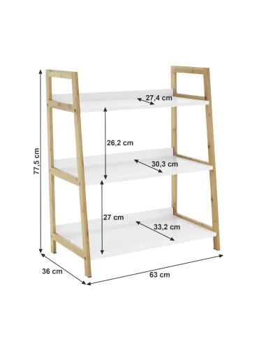 Etajeră KOEN TYP 1 pentru living, dormitor, birou, 63x77.5x36 cm, din MDF și bambus | MobilaOK