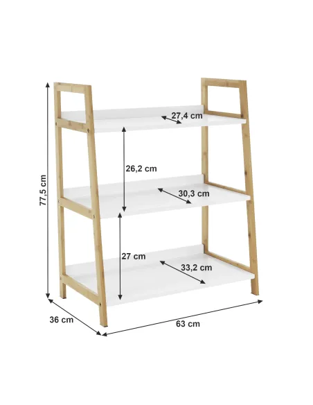 Etajeră KOEN TYP 1 pentru living, dormitor, birou, 63x77.5x36 cm, din MDF și bambus | MobilaOK