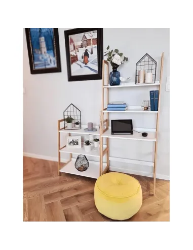 Etajeră KOEN TYP 1 pentru living, dormitor, birou, 63x77.5x36 cm, din MDF și bambus | MobilaOK