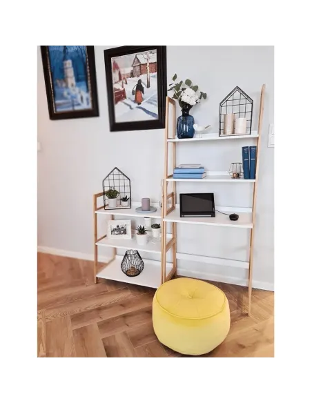 Etajeră KOEN TYP 1 pentru living, dormitor, birou, 63x77.5x36 cm, din MDF și bambus | MobilaOK