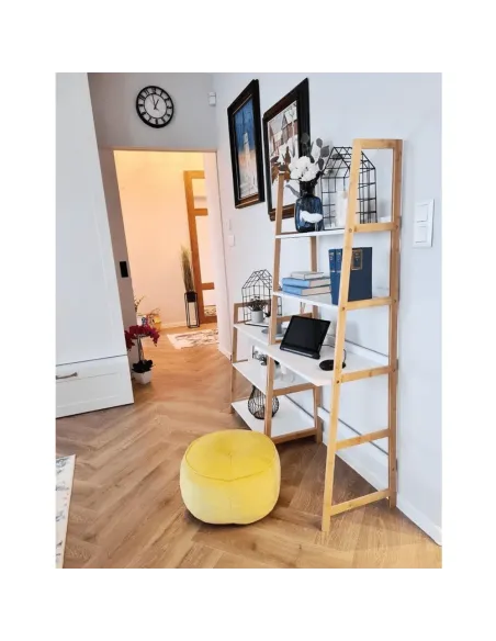 Etajeră KOEN TYP 1 pentru living, dormitor, birou, 63x77.5x36 cm, din MDF și bambus | MobilaOK