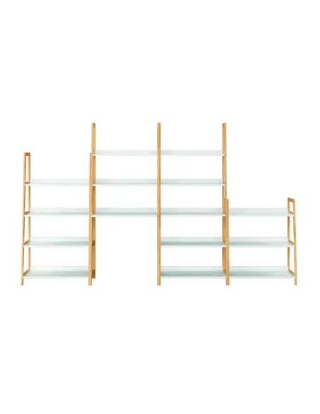 Etajeră KOEN TYP 1 pentru living, dormitor, birou, 63x77.5x36 cm, din MDF și bambus | MobilaOK