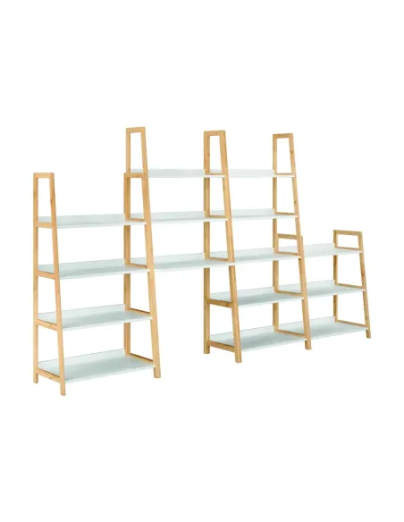 Etajeră KOEN TYP 2, living/dormitor/birou, 63x121x36 cm, MDF și bambus | MobilaOK