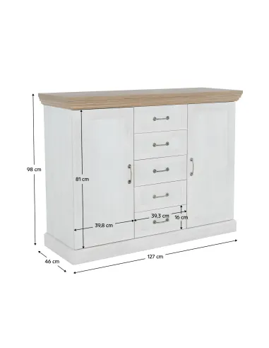 Comodă ROYAL K2D, dormitor/living, 127x98x46 cm, PAL melaminat | MobilaOK