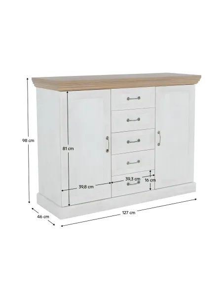 Comodă ROYAL K2D, dormitor/living, 127x98x46 cm, PAL melaminat | MobilaOK