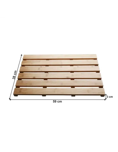 Covor antiderapant, KLERA, baie, 59x38x3 cm, bambus lăcuit | MobilaOK