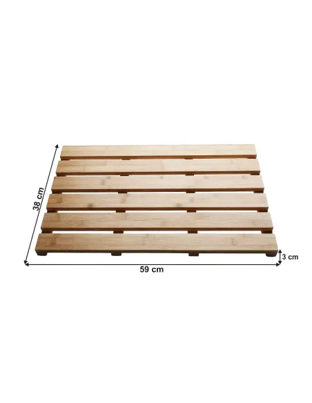 Covor antiderapant, KLERA, baie, 59x38x3 cm, bambus lăcuit | MobilaOK