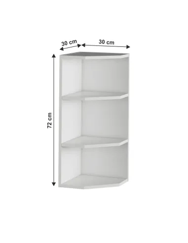 Dulap superior (corp suspendat) de colţ JULIA | dormitor | 30x72x30 cm | PAL melaminat alb | MobilaOK