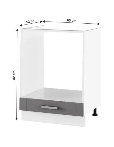 Dulap bucătărie JULIA TYP 58, gri închis/alb, 60x82x52 cm, PAL melaminat | MobilaOK