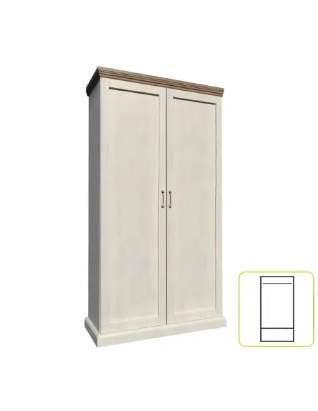 Dulap ROYAL S2D pentru dormitor/living, 97x187x49 cm, PAL melaminat pin nordic/stejar sălbatic | MobilaOK