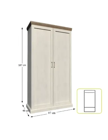 Dulap ROYAL S2D pentru dormitor/living, 97x187x49 cm, PAL melaminat pin nordic/stejar sălbatic | MobilaOK