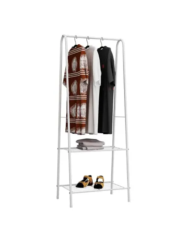 Cuier RETOR, cuier cu rafturi, alb, 60x35x160 cm, metal | MobilaOK