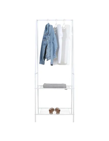 Cuier RETOR, cuier cu rafturi, alb, 60x35x160 cm, metal | MobilaOK