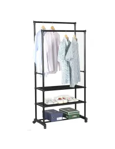 Cuier TIRUS, dressing/hol, 78.5x42x165 cm, metal, negru | MobilaOK