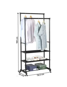 Cuier TIRUS, dressing/hol, 78.5x42x165 cm, metal, negru | MobilaOK 2