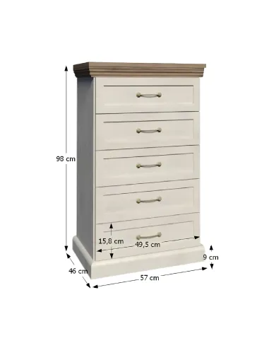 Comodă ROYAL KS5 pentru dormitor/living, 57x98x46 cm, PAL melaminat | MobilaOK