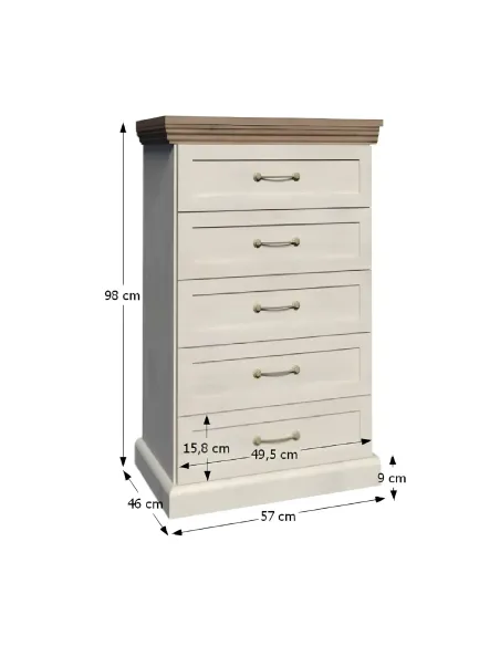 Comodă ROYAL KS5 pentru dormitor/living, 57x98x46 cm, PAL melaminat | MobilaOK