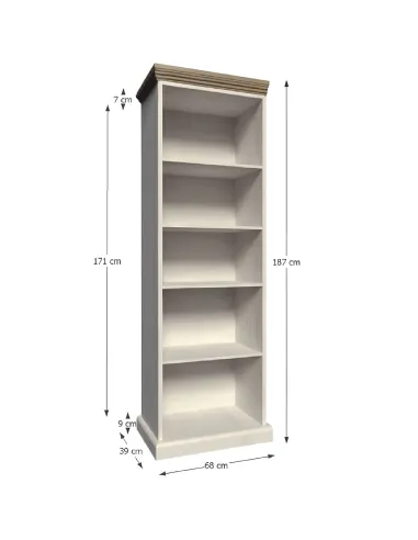 Etajeră, ROYAL RW, living/dormitor, 68x39x187 cm, PAL melaminat pin nordic/stejar sălbatic | MobilaOK