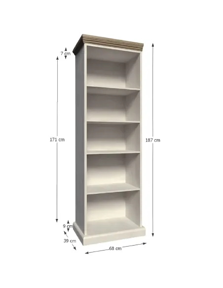 Etajeră, ROYAL RW, living/dormitor, 68x39x187 cm, PAL melaminat pin nordic/stejar sălbatic | MobilaOK