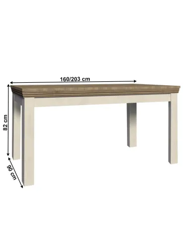 Masă extensibilă ROYAL ST pentru dining, 160-203x90 cm, PAL cu finisaj pin/stejar | MobilaOK