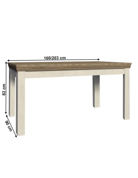 Masă extensibilă ROYAL ST pentru dining, 160-203x90 cm, PAL cu finisaj pin/stejar | MobilaOK