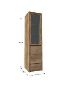 Vitrină MONTANA W1D pentru living/hol, 15 mm, PAL stejar lefkas închis | MobilaOK 2