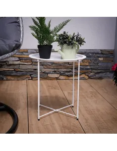 Măsuță auxiliară RENDER, living/dormitor, 47x50.2x47 cm, Metal, alb | MobilaOK 2