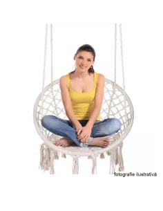 Scaun suspendabil AMADO 2 NEW pentru living, grădină, balcon, 80x120 cm, Metal și Bumbac | MobilaOK 2