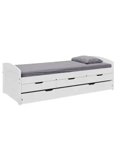 Pat extensibil MARINELLA NEW, dormitor, 90x200, lemn masiv de pin alb | MobilaOK