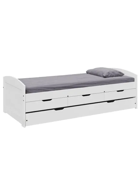 Pat extensibil MARINELLA NEW, dormitor, 90x200, lemn masiv de pin alb | MobilaOK