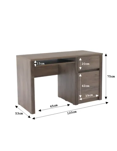 Birou PC MONTANA B1, birou, 120 x 75 x 53 cm, PAL melaminat stejar lefkas închis | MobilaOK
