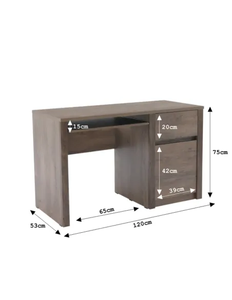 Birou PC MONTANA B1, birou, 120 x 75 x 53 cm, PAL melaminat stejar lefkas închis | MobilaOK