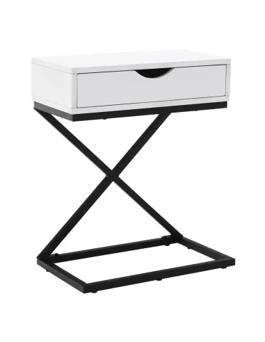 Noptieră/Măsuță Auxiliară VIRED, dormitor/living, 50x60x30 cm, MDF cu folie PVC și metal | MobilaOK