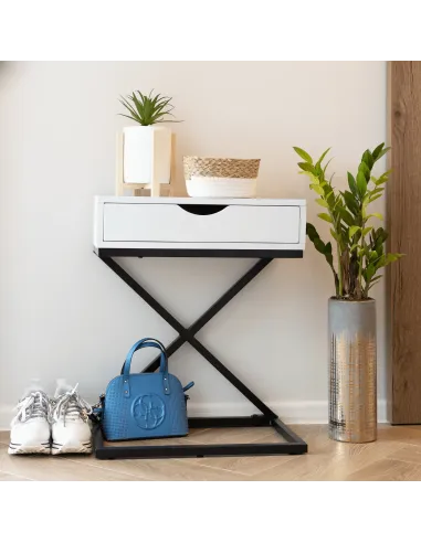 Noptieră/Măsuță Auxiliară VIRED, dormitor/living, 50x60x30 cm, MDF cu folie PVC și metal | MobilaOK