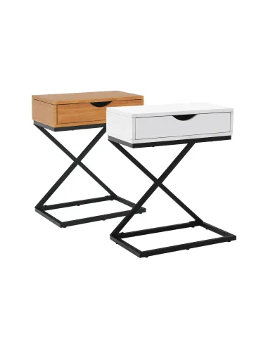 Noptieră/Măsuță Auxiliară VIRED, dormitor/living, 50x60x30 cm, MDF cu folie PVC și metal | MobilaOK