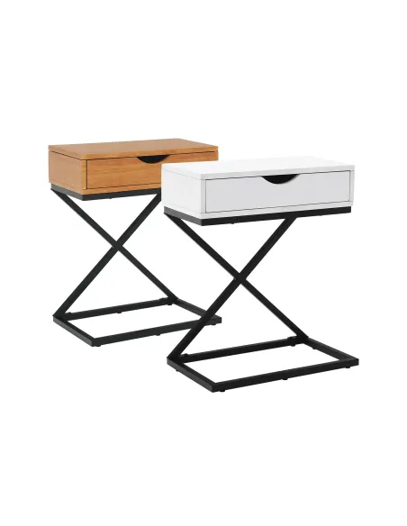 Noptieră/Măsuță Auxiliară VIRED, dormitor/living, 50x60x30 cm, MDF cu folie PVC și metal | MobilaOK