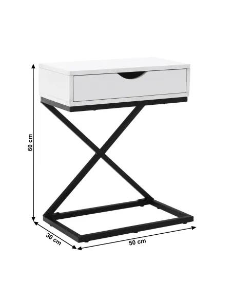 Noptieră/Măsuță Auxiliară VIRED, dormitor/living, 50x60x30 cm, MDF cu folie PVC și metal | MobilaOK