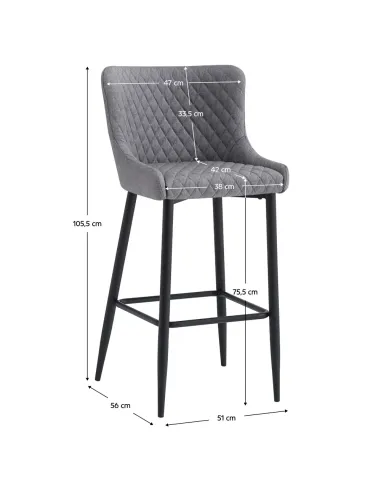 Scaun bar CEZARIA, bucătărie/bar, 51x56x105.5 cm, Textil/Metal | MobilaOK