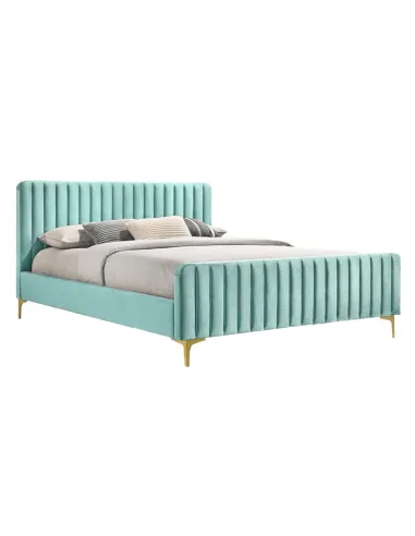 Pat KAISA dormitor 160x200, tapiţerie Velvet, picioare metal auriu mat | MobilaOK