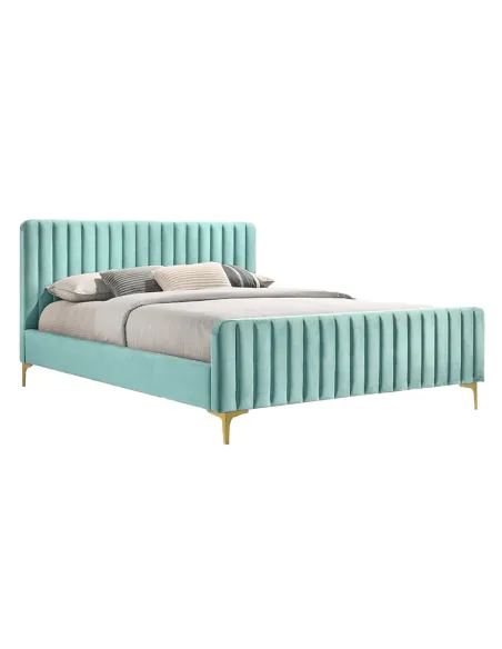 Pat KAISA dormitor 160x200, tapiţerie Velvet, picioare metal auriu mat | MobilaOK