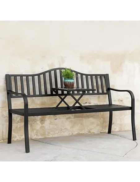 Bancă Grădină cu Masă, DAGNO, terasă, 150x60x85 cm, Oțel | MobilaOK