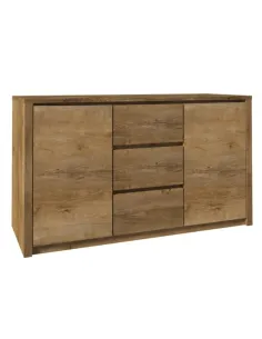 Comodă MONTANA K2DP pentru dormitor/hol, 140x80x43 cm, PAL melaminat stejar lefkas închis | MobilaOK