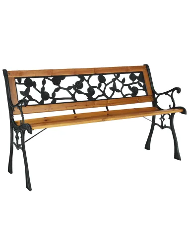 Bancă de grădină FAIZA, exterior, 126x52x73 cm, Oțel/Plastic/Lemn | MobilaOK
