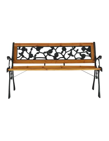 Bancă de grădină FAIZA, exterior, 126x52x73 cm, Oțel/Plastic/Lemn | MobilaOK