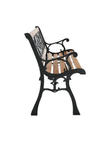 Bancă de grădină FAIZA, exterior, 126x52x73 cm, Oțel/Plastic/Lemn | MobilaOK