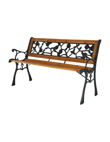 Bancă de grădină FAIZA, exterior, 126x52x73 cm, Oțel/Plastic/Lemn | MobilaOK