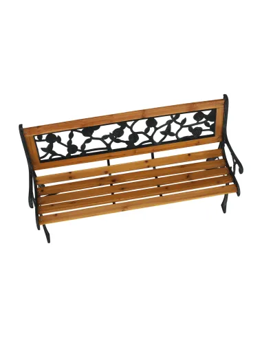 Bancă de grădină FAIZA, exterior, 126x52x73 cm, Oțel/Plastic/Lemn | MobilaOK